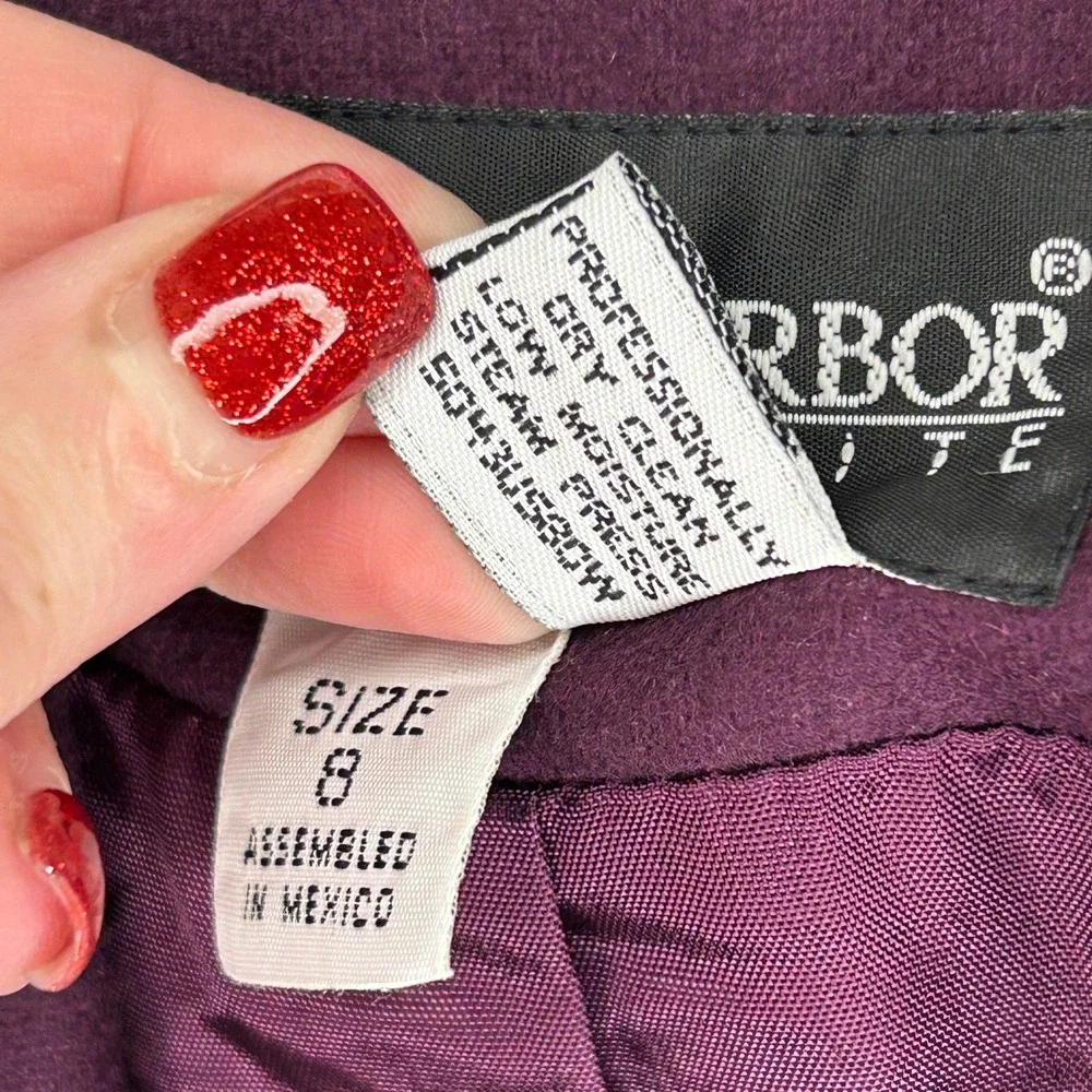 Vintage Sag Harbor Petite Purple 100% Pure Wool Blazer Jacket 8P Fall Minimalist
